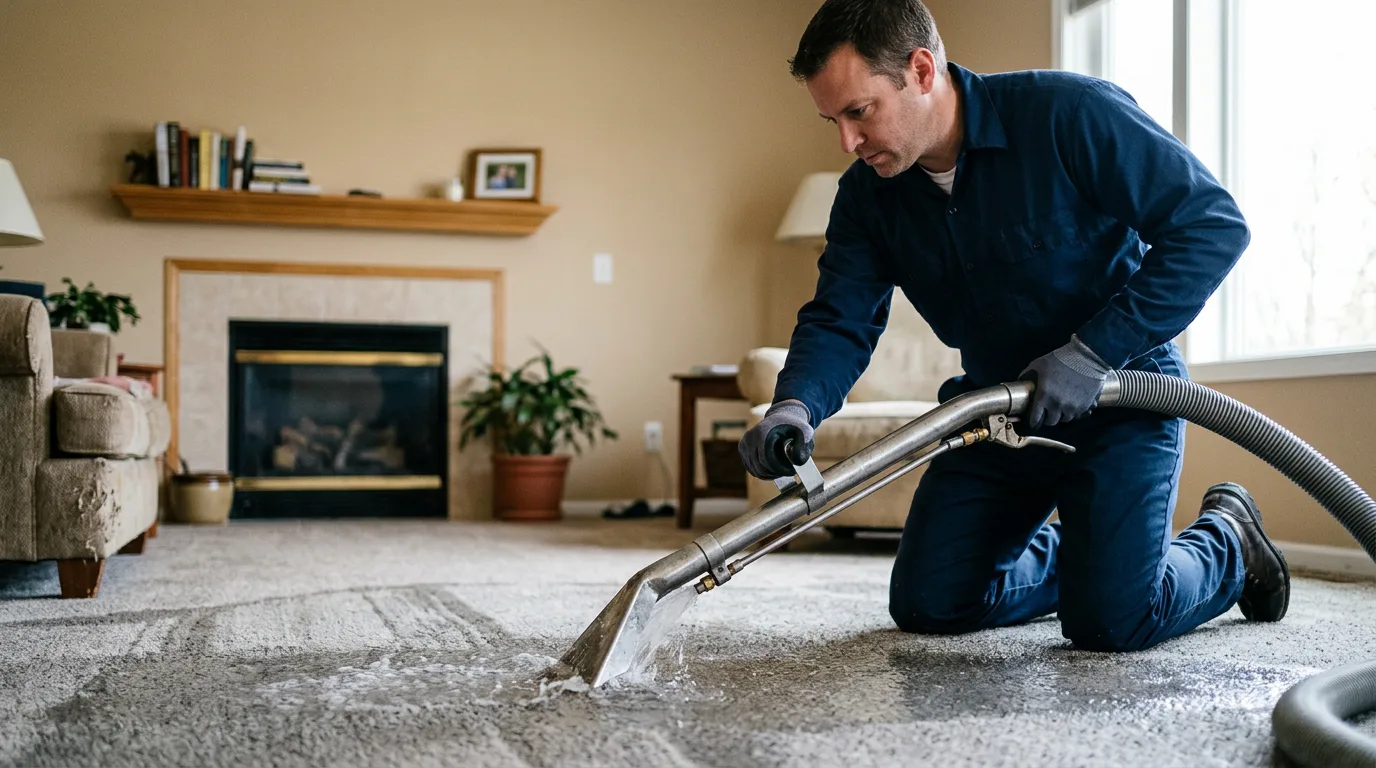 Water damage restoration technician working near Childress, TX